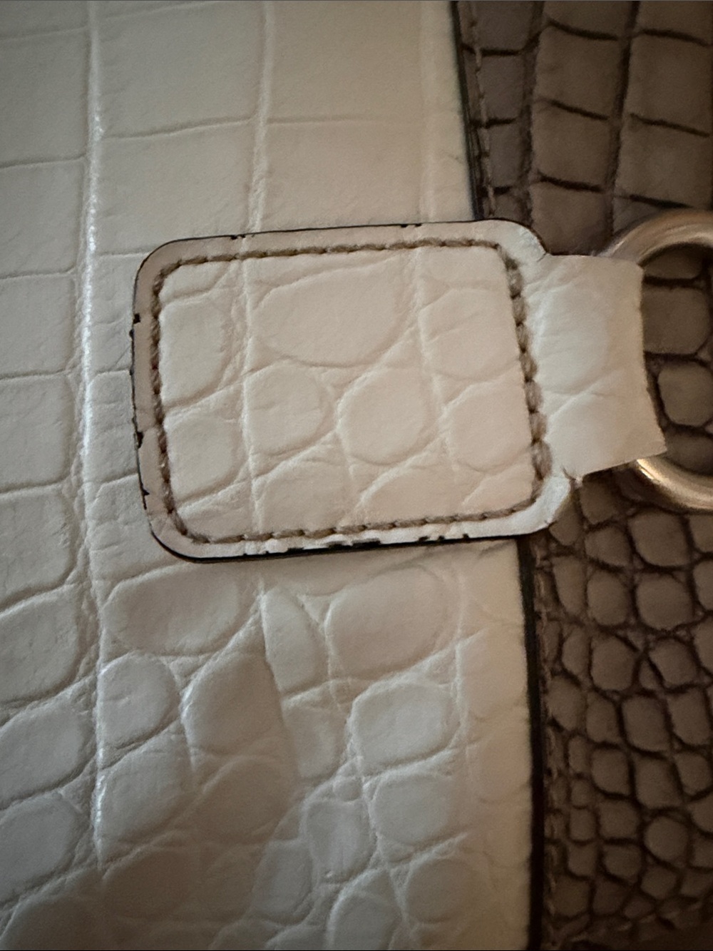 Guess Tri-Tone Faux-Croc Shoulder Bag — Cream, Gray & Black - Picture 7 of 14